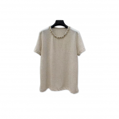 CHANEL SHORT-SLEEVE JEWEL NECK T-SHIRT